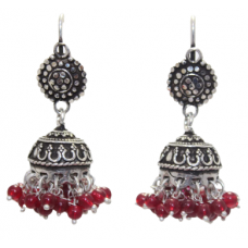 Traditional dangle women jhumki earring 925 Sterling Silver onyx stones C 411